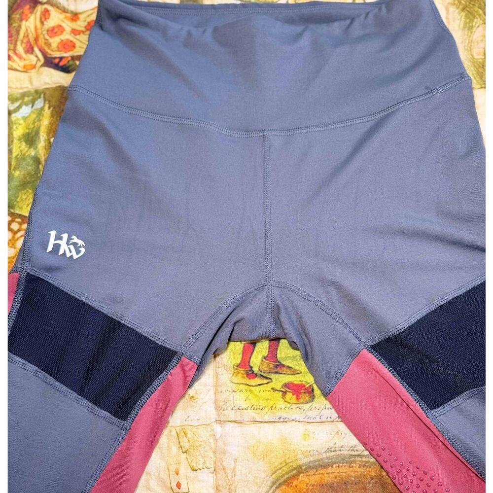 Horseware Ireland High Waist Grip Riding Tights Breeches XS Charcoal/Redwood - Picture 10 of 13